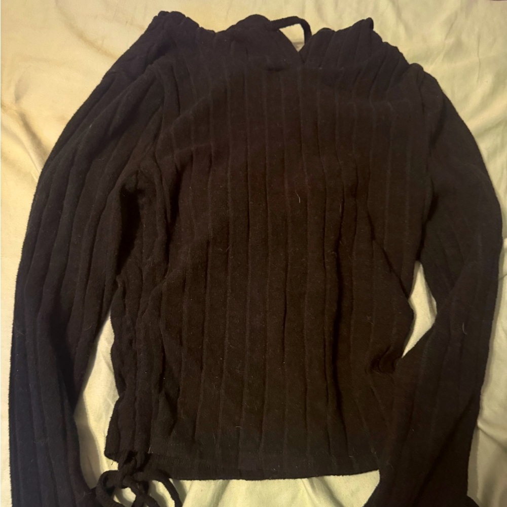 SHEIN Black Ribbed Cowl Neck Sweater